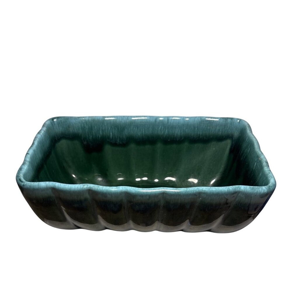 Hull Planter Ceramic Rectangular Green 8.5" Long Mid Century Modern F42 Vintage